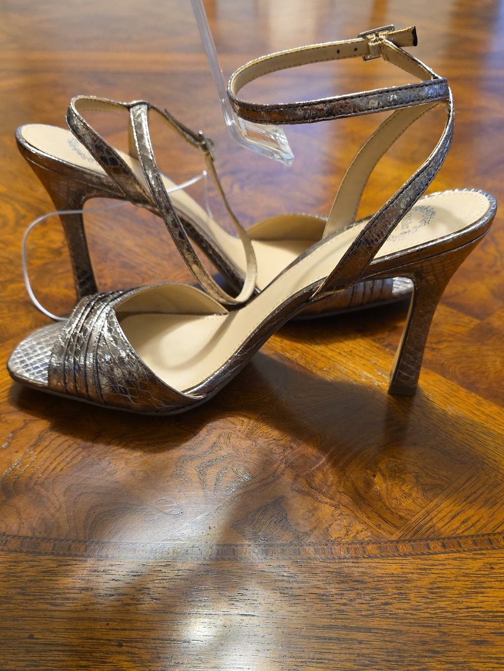 I. Miller IM Daryl Steel Metallic Snake Print Stiletto Strappy Heels 10M - NEW - Picture 6 of 10